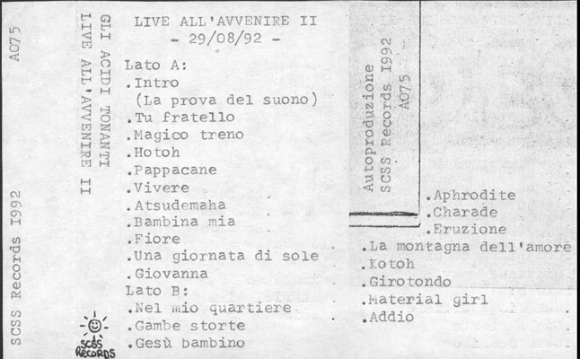 a075 gli acidi tonanti: live all'avvenire II 1992